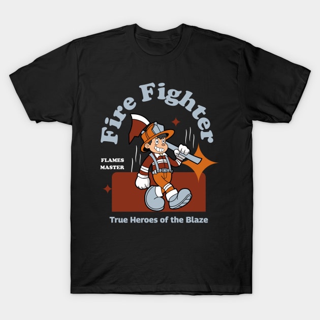 Cartoon Firefighter Captain T-Shirt by Harrisaputra